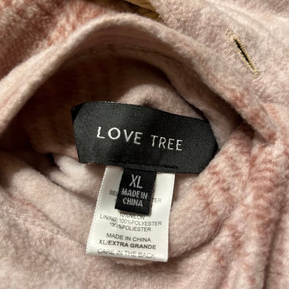 Love Tree Women's Tan Corduroy Pink Flannel Reversible Shacket Pockets XL - Picture 6 of 7